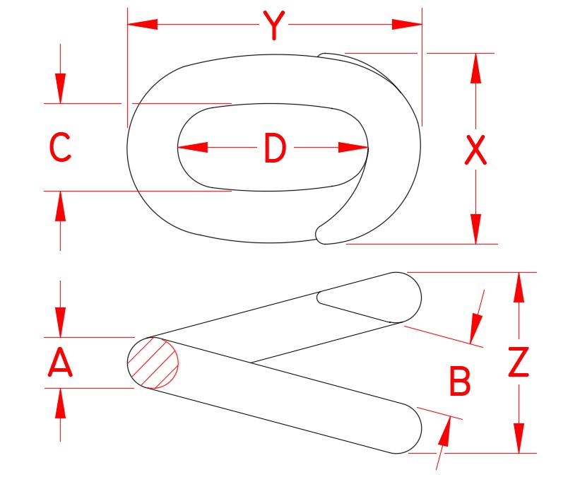 Stainless Steel Lap Link, S0465-0005, S0465-0007, S0465-0008, Line Drawing